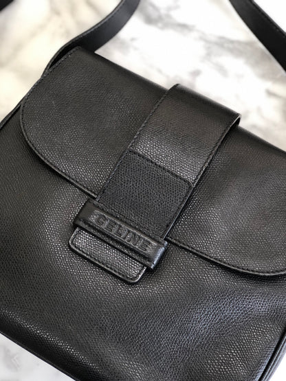 CELINE 標誌肩背包壓花皮革黑色舊 Celine 復古 rg5355