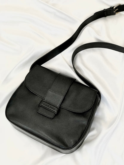 CELINE 標誌肩背包壓花皮革黑色舊 Celine 復古 rg5355