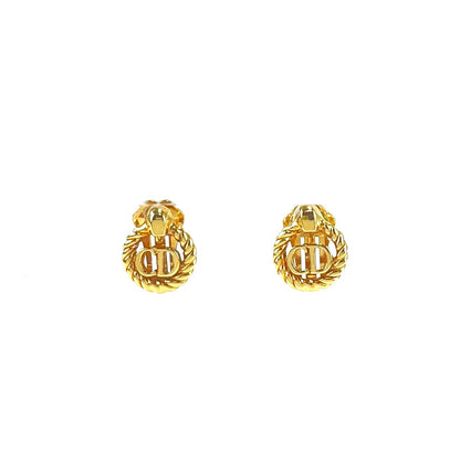 Christian Dior CD Twist Earrings Gold Vintage Old vvxt8n