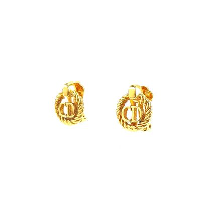 Christian Dior CD Twist Earrings Gold Vintage Old vvxt8n