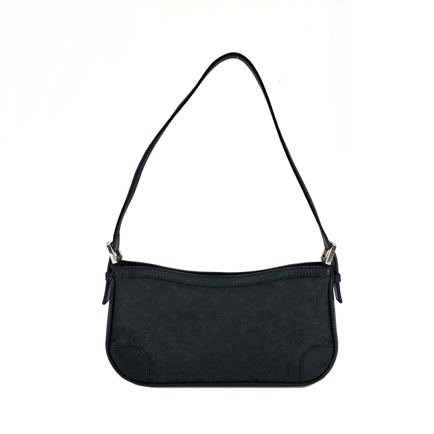 CELINE Macadam Fabric Hobo Handbag Black Vintage OldCELINE 6mfx55