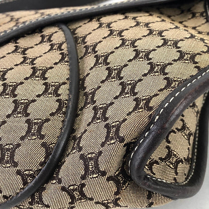 CELINE Macadam 織物鉚釘手提包棕色復古舊款 CELINE dr2645