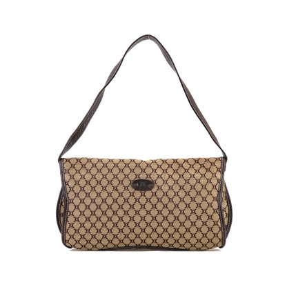 CELINE Macadam 織物鉚釘手提包棕色復古舊款 CELINE dr2645