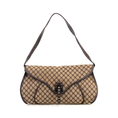 CELINE Macadam 織物鉚釘手提包棕色復古舊款 CELINE dr2645