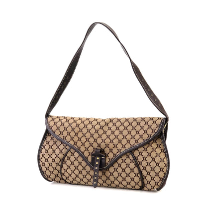 CELINE Macadam 織物鉚釘手提包棕色復古舊款 CELINE dr2645