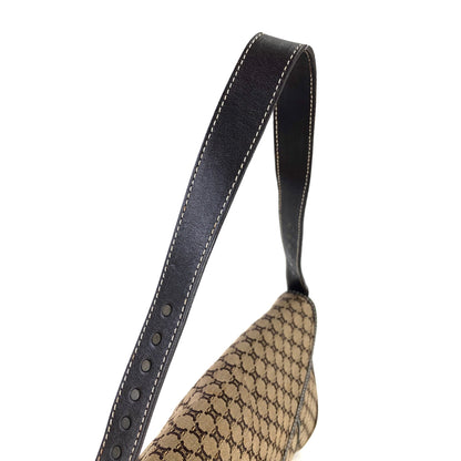 CELINE Macadam 織物鉚釘手提包棕色復古舊款 CELINE dr2645