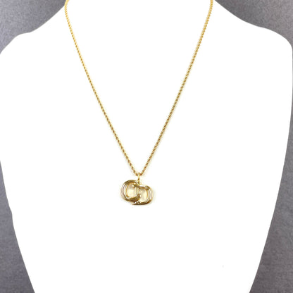 Christian Dior CD logo Necklace Gold Vintage Old cut74r