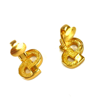 Christian Dior CD Stone Earrings Gold Vintage Old 4knmy6