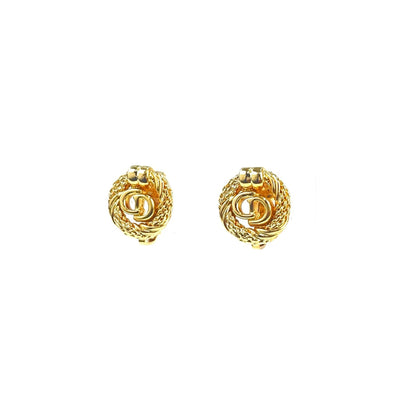 Christian Dior CD logo Earrings Gold Vintage Old 6ts2x3