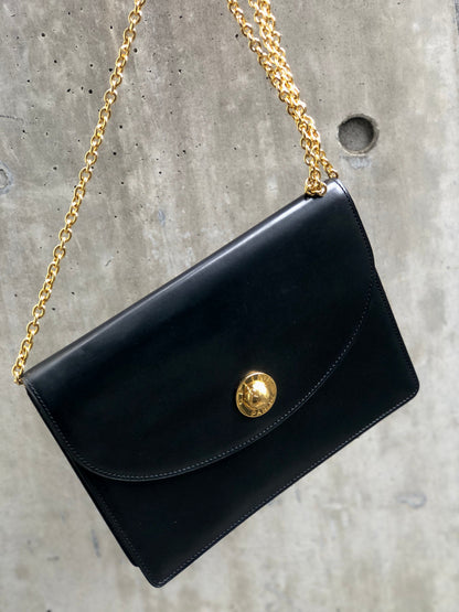 CELINE Starball 皮革鏈條單肩包迷你包黑色 rb8big