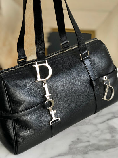 Christian Dior 標誌吊飾手提包波士頓包黑色舊款復古 mmpsgn