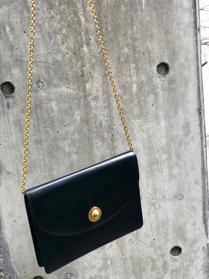 CELINE Starball 皮革鏈條單肩包迷你包黑色 rb8big