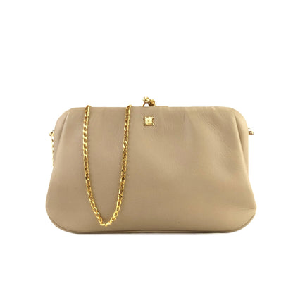 Celine Triomphe Blason Chain Mini bag Pochette Shoulder bag Beige Vintage Old Celine 6hb6it