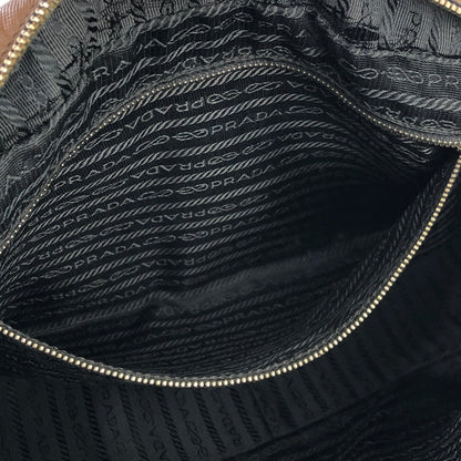 PRADA Triangle logo Boston bag Handbag Brown Vintage Old ri48uk