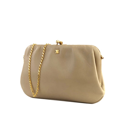 Celine Triomphe Blason Chain Mini bag Pochette Shoulder bag Beige Vintage Old Celine 6hb6it