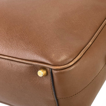 PRADA Triangle logo Boston bag Handbag Brown Vintage Old ri48uk