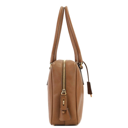 PRADA Triangle logo Boston bag Handbag Brown Vintage Old ri48uk