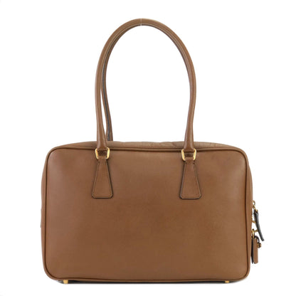 PRADA Triangle logo Boston bag Handbag Brown Vintage Old ri48uk