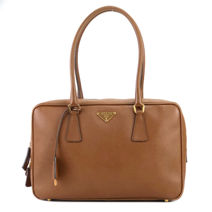PRADA Triangle logo Boston bag Handbag Brown Vintage Old ri48uk
