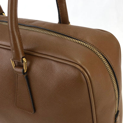 PRADA Triangle logo Boston bag Handbag Brown Vintage Old ri48uk