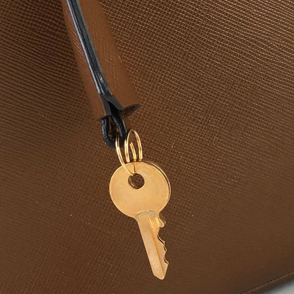 PRADA Triangle logo Boston bag Handbag Brown Vintage Old ri48uk