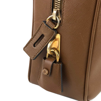 PRADA Triangle logo Boston bag Handbag Brown Vintage Old ri48uk