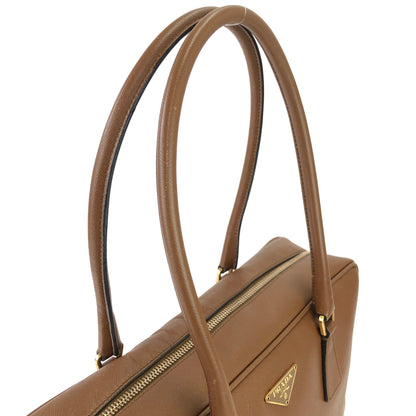 PRADA Triangle logo Boston bag Handbag Brown Vintage Old ri48uk