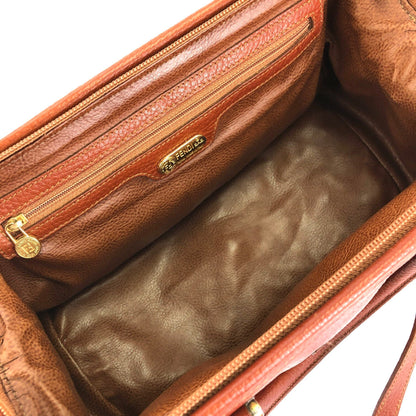 FENDI FF embossed mini Boston 2WAY leather shoulder bag brown vintage old ehcmng