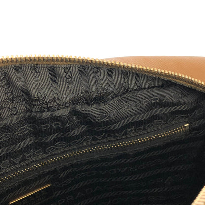 PRADA Triangle logo Boston bag Handbag Brown Vintage Old ri48uk