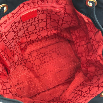 Christian Dior Cannage Charm Nylon Drawstring Shoulderbag Dark navy Vintage Old czvhv4