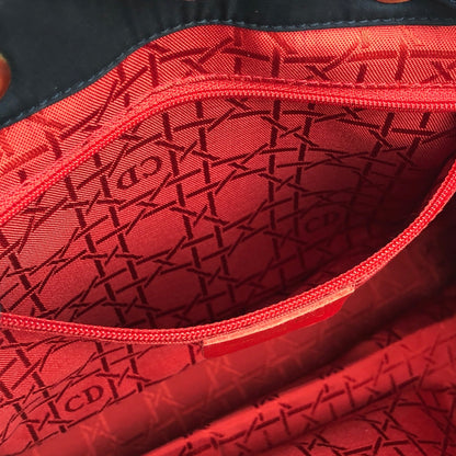 Christian Dior Cannage Charm Nylon Drawstring Shoulderbag Dark navy Vintage Old czvhv4