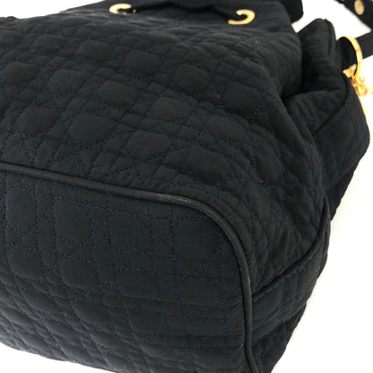 Christian Dior Cannage Charm Nylon Drawstring Shoulderbag Dark navy Vintage Old czvhv4