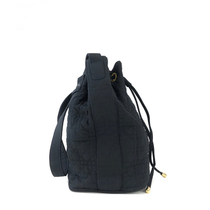 Christian Dior Cannage Charm Nylon Drawstring Shoulderbag Dark navy Vintage Old czvhv4