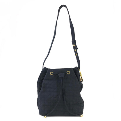 Christian Dior Cannage Charm Nylon Drawstring Shoulderbag Dark navy Vintage Old czvhv4