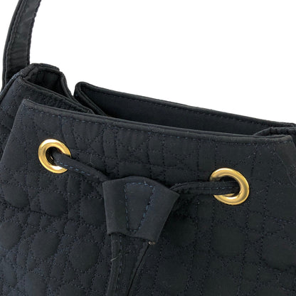 Christian Dior Cannage Charm Nylon Drawstring Shoulderbag Dark navy Vintage Old czvhv4