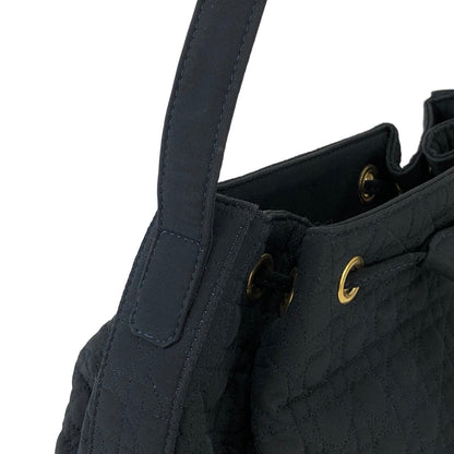 Christian Dior Cannage Charm Nylon Drawstring Shoulderbag Dark navy Vintage Old czvhv4