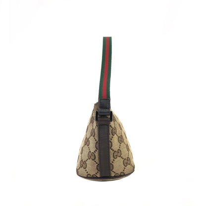 GUCCI Sherry line GG canvas Mini handbag Hobobag Beige Vintage Old Gucci j8bn5k