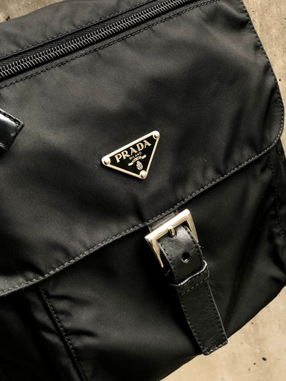 PRADA Triangle logo Nylon Crossbody Shoulder bag Black Vintage szbuau