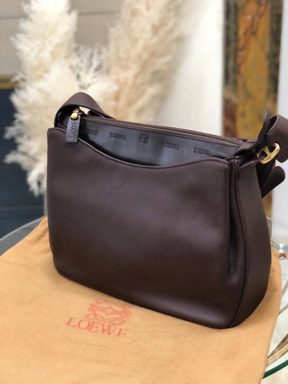 LOEWE Anagram logo Leather Shoulder bag Brown Vintage Old 8dbcg7