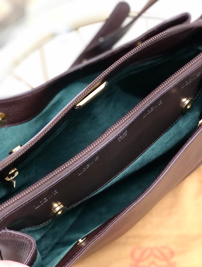 LOEWE Anagram logo Leather Shoulder bag Brown Vintage Old 8dbcg7