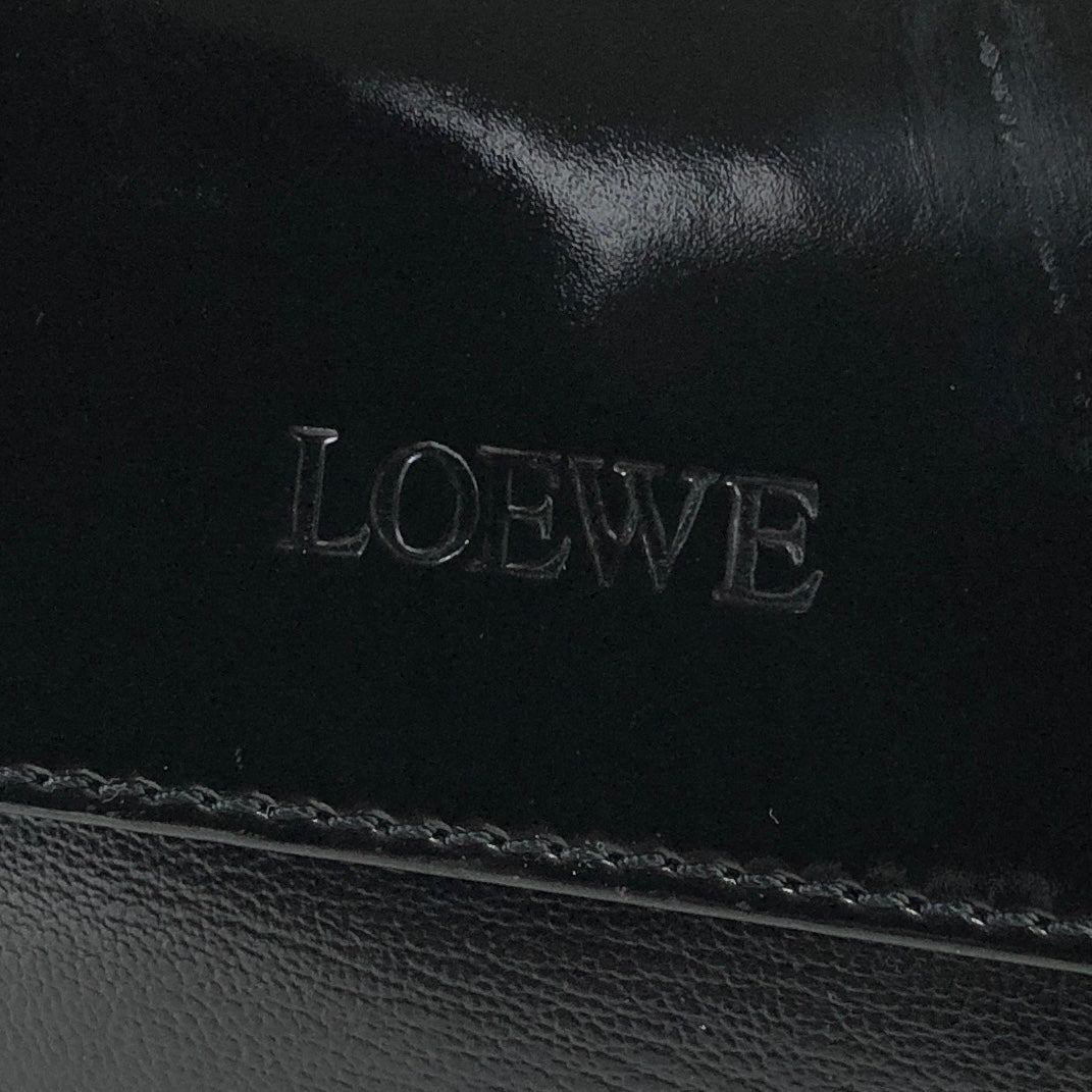 LOEWE Velazquez Hand bag Metal handle Enamel Black Gold Vintage Old 5j522u