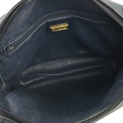 GUCCI Logo Leather Crossbody Shoulder bag Navy mini Old gucci Vintage 5iep48