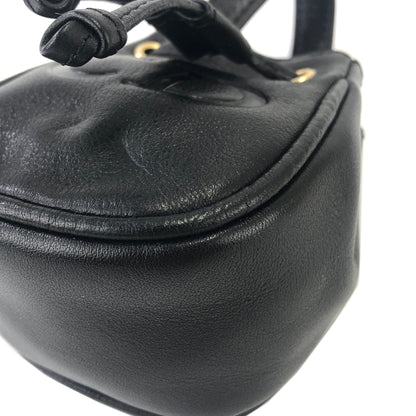 Christian Dior CD 標誌抽繩迷你手提包袋黑色復古舊款 zedcpg
