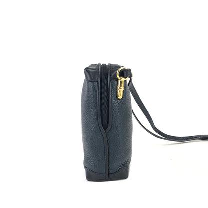 GUCCI Logo Leather Crossbody Shoulder bag Navy mini Old gucci Vintage 5iep48