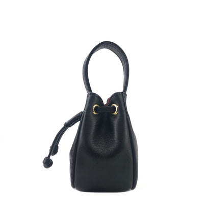 Christian Dior CD 標誌抽繩迷你手提包袋黑色復古舊款 zedcpg