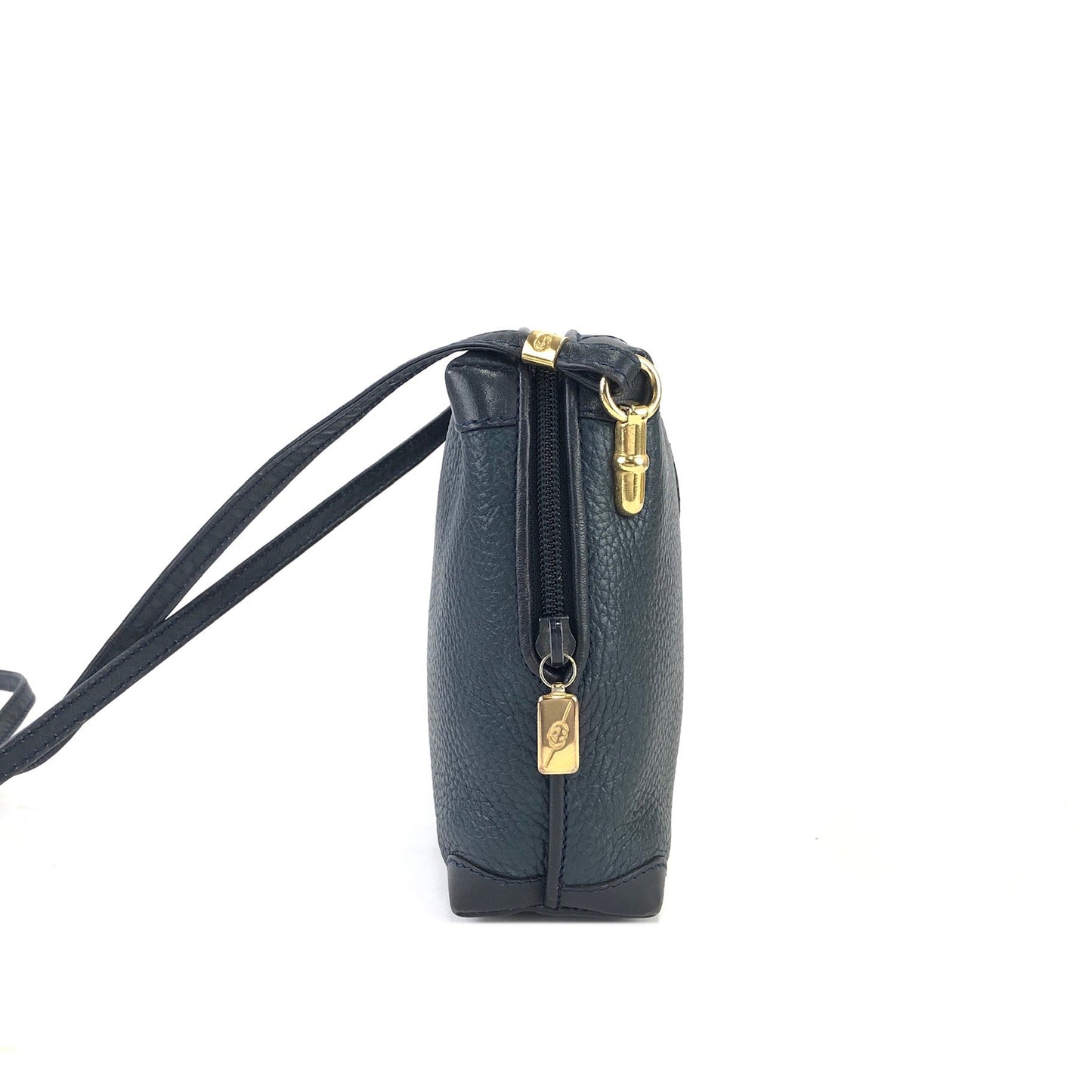 GUCCI Logo Leather Crossbody Shoulder bag Navy mini Old gucci Vintage 5iep48