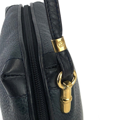 GUCCI Logo Leather Crossbody Shoulder bag Navy mini Old gucci Vintage 5iep48