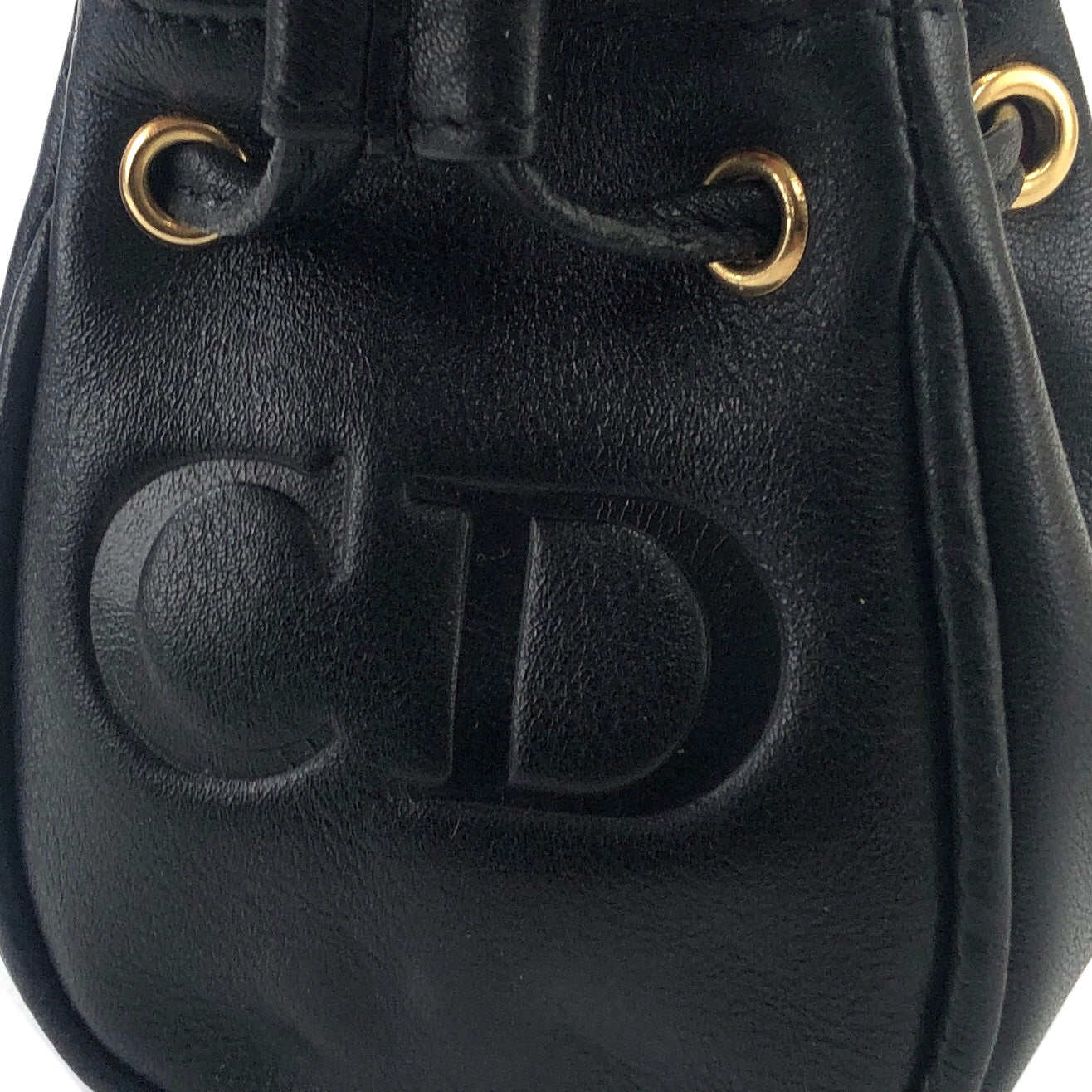 Christian Dior CD logo Drawstring Mini Handbag Pouch Black Vintage Old zedcpg