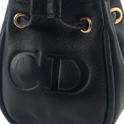 Christian Dior CD 標誌抽繩迷你手提包袋黑色復古舊款 zedcpg