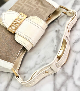 FENDI canvas leather studs mini bag handbag beige white vintage old 26xjgj